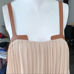 Pleated dress with leather straps